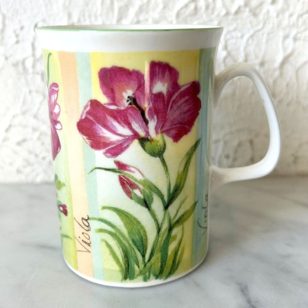 Pink Viola Mug by Rose of England Fine Bone China Floral Coffee Tea Cup